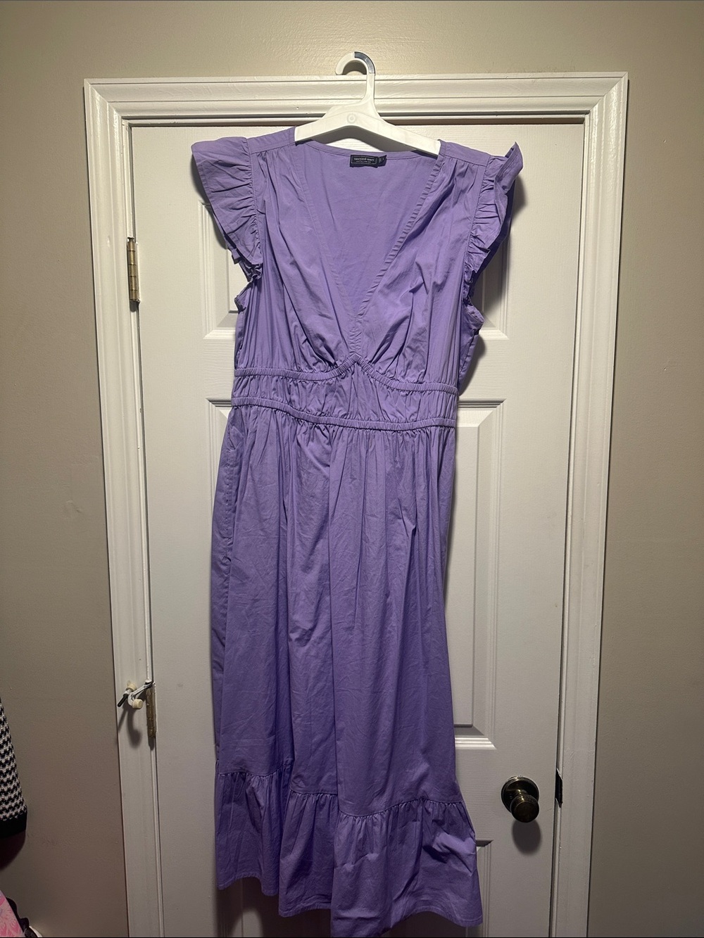 Vineyard Vines Lavender Ruffle Sleeve Maxi Dress